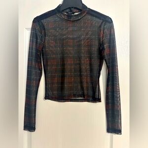 Sheer plaid crop top
